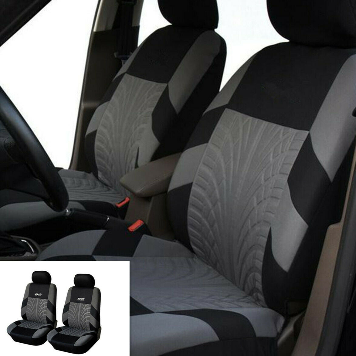 2PCS Classic Washable Embroidery Car Seat Covers Cushion Set For Front Universal