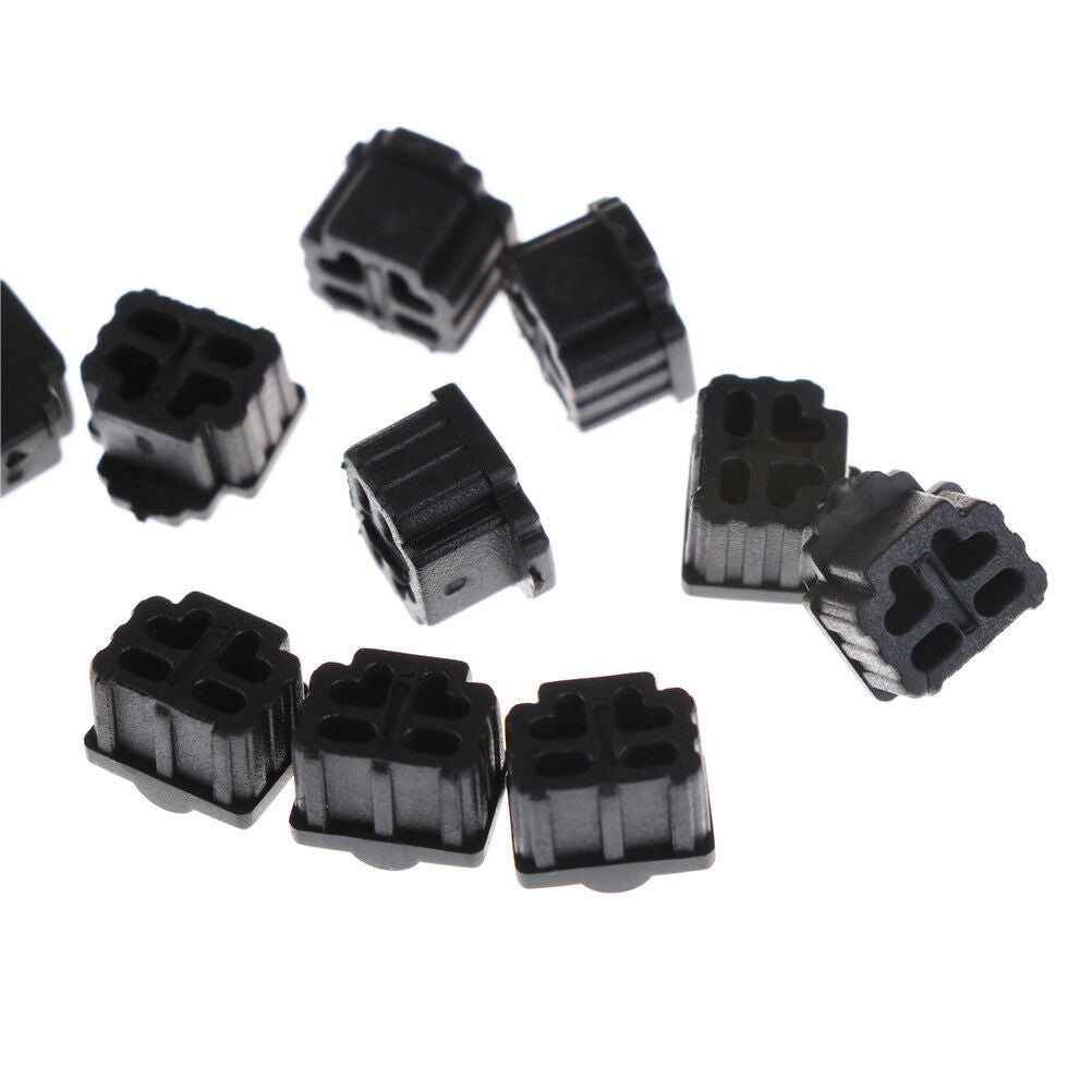 10Pcs Ethernet Hub Port RJ11 Anti Dust Cover Cap Protector Black DD