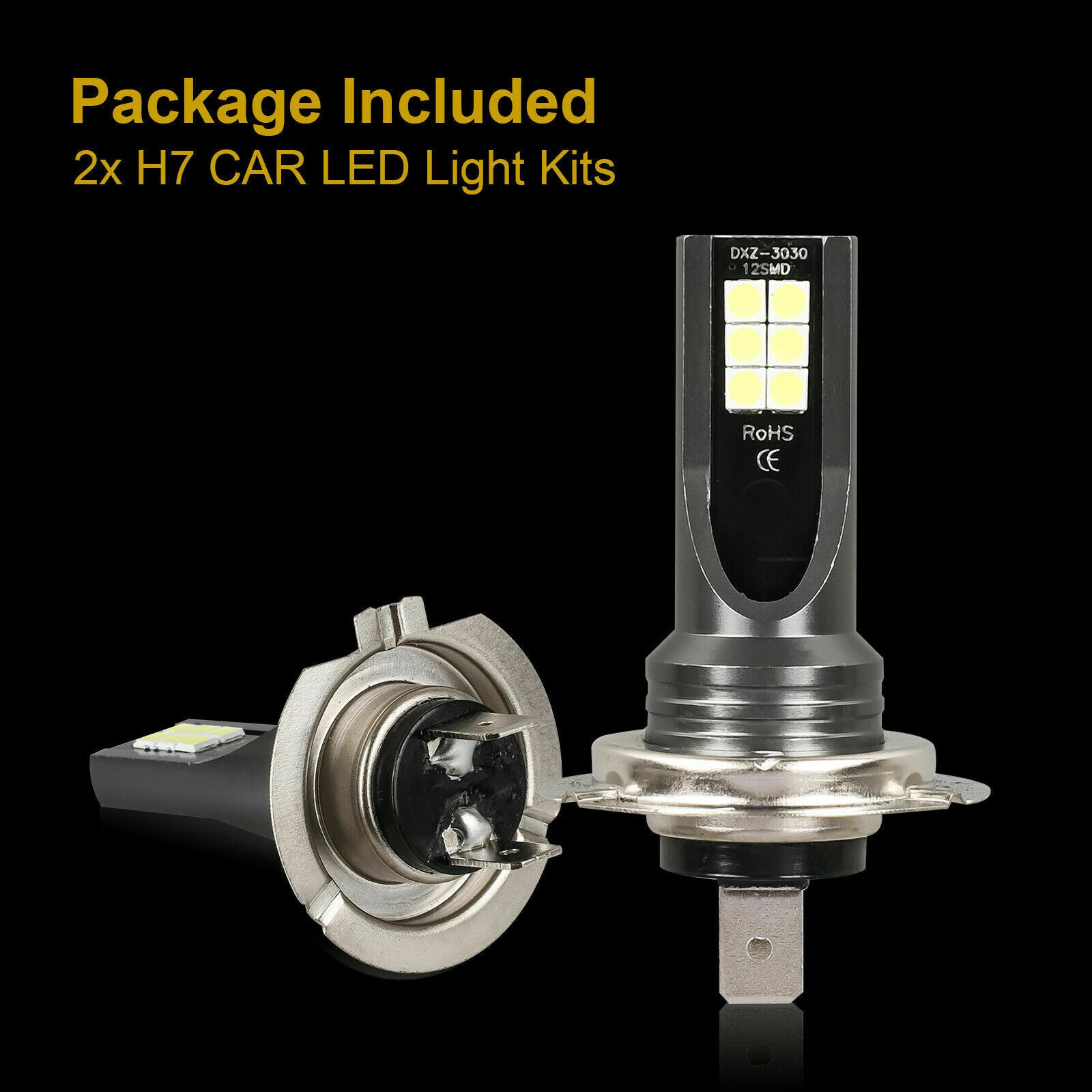 2Pcs CSP H7 6000K Super White 7000LM CREE LED Headlight Bulbs Kit High Low Beam