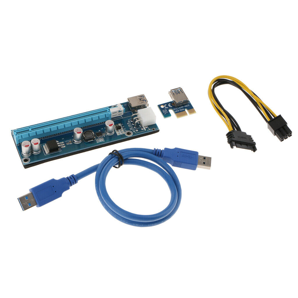 VER006C 1x To 16x GPU Extender Riser Card 6 PIN SATA Adapter Cable USB 3.0