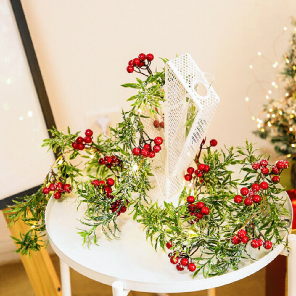 LED Christmas Red Fruit Pine Needle Light String for Indoor Outdoor Party Decor