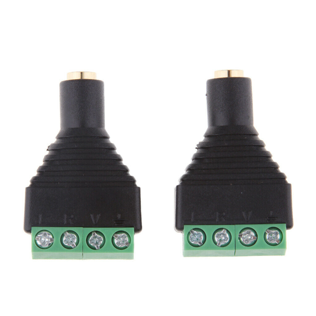 2Pcs 3.5mm 1/8" Female To AV 4-Screw Terminal Female Adapter Plug