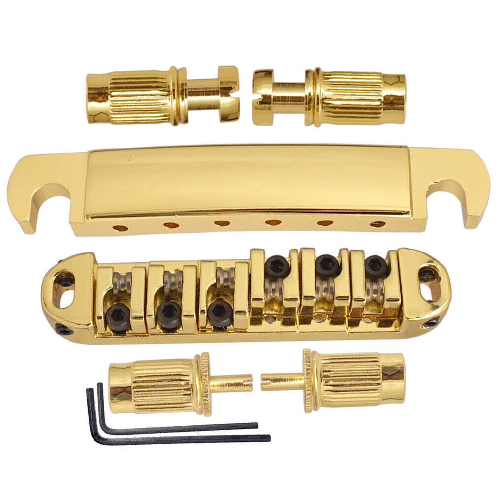 Electric Guitar Roller Saddle Bridge Set Stop Bar For Les Paul