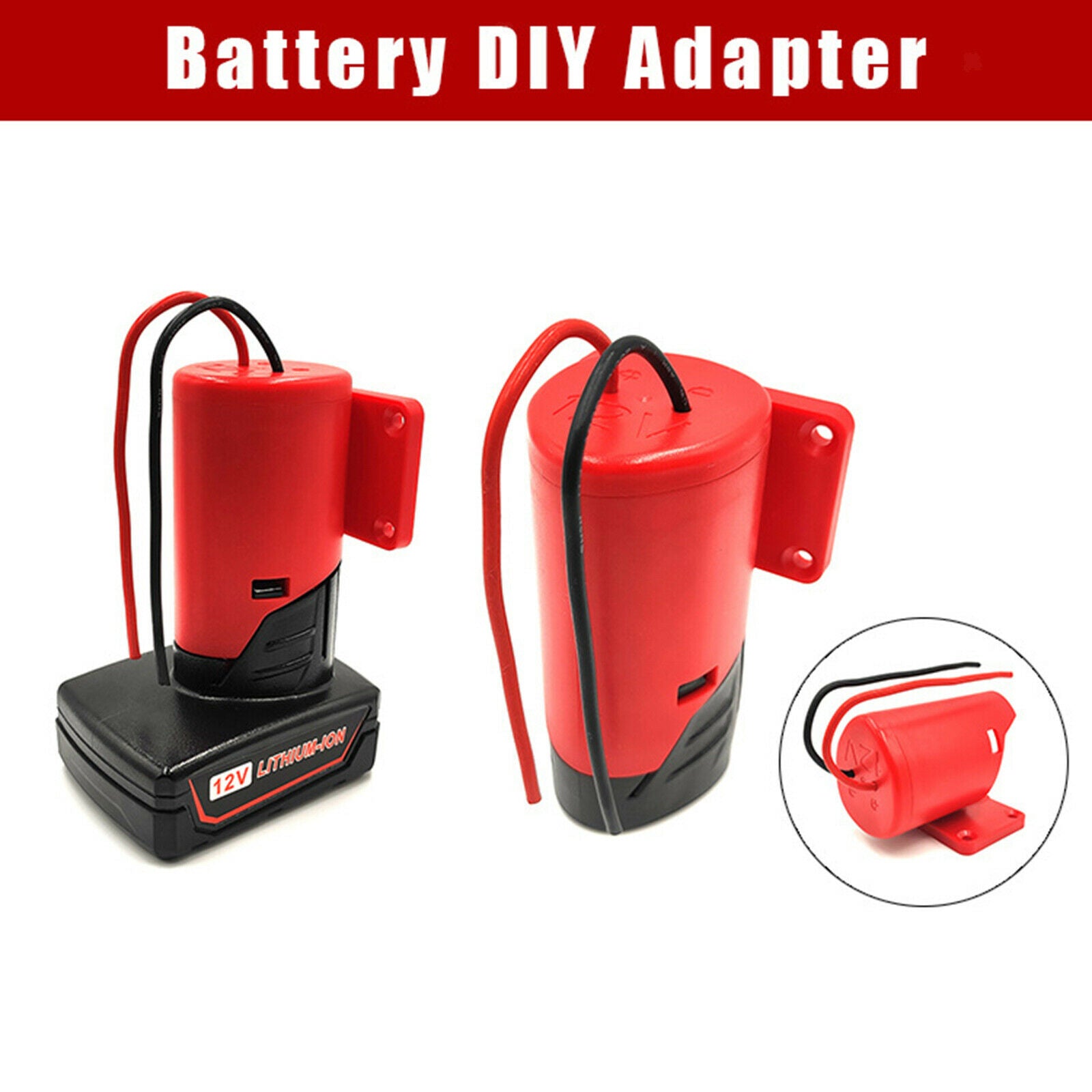 DIY Li-Ion Battery Connector 12AWG for 12V Dock Power Connector Lighting