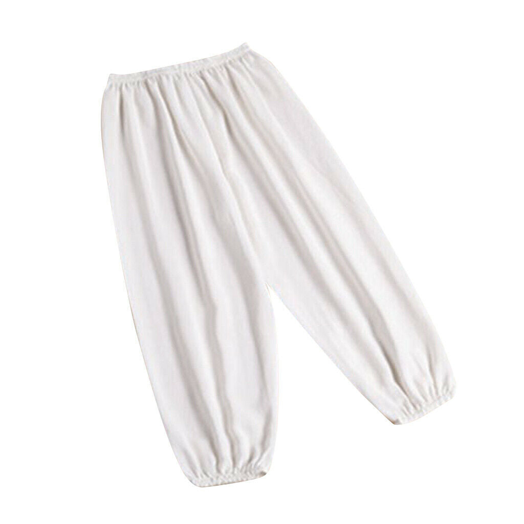 Kids Lightweight Breathable Leisure Pants Summer Silk Trousers - White