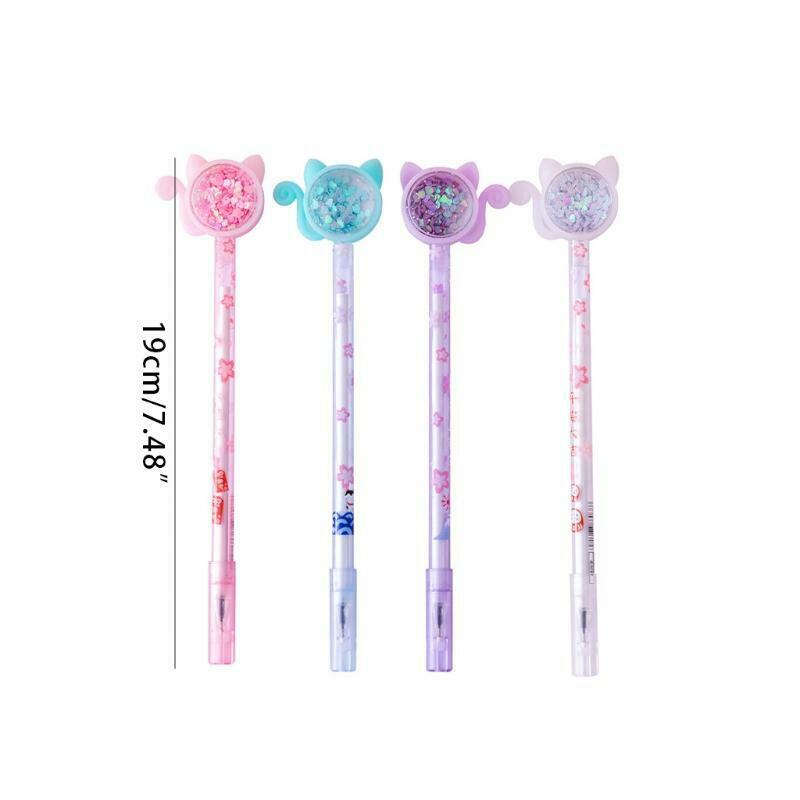4 pcs Cartoon Black Gel Pen Refillable Smooth Writing Gel Pen for Gift Giveaway
