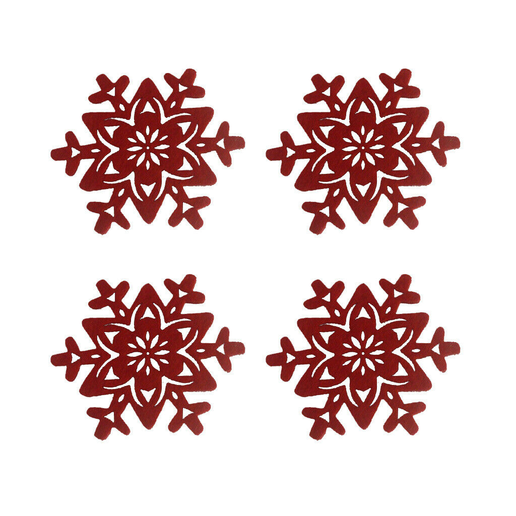 4x Snowflake Cloth Felt Mug Coasters Coffee Table Drinks Cup Place Mat 3.9in
