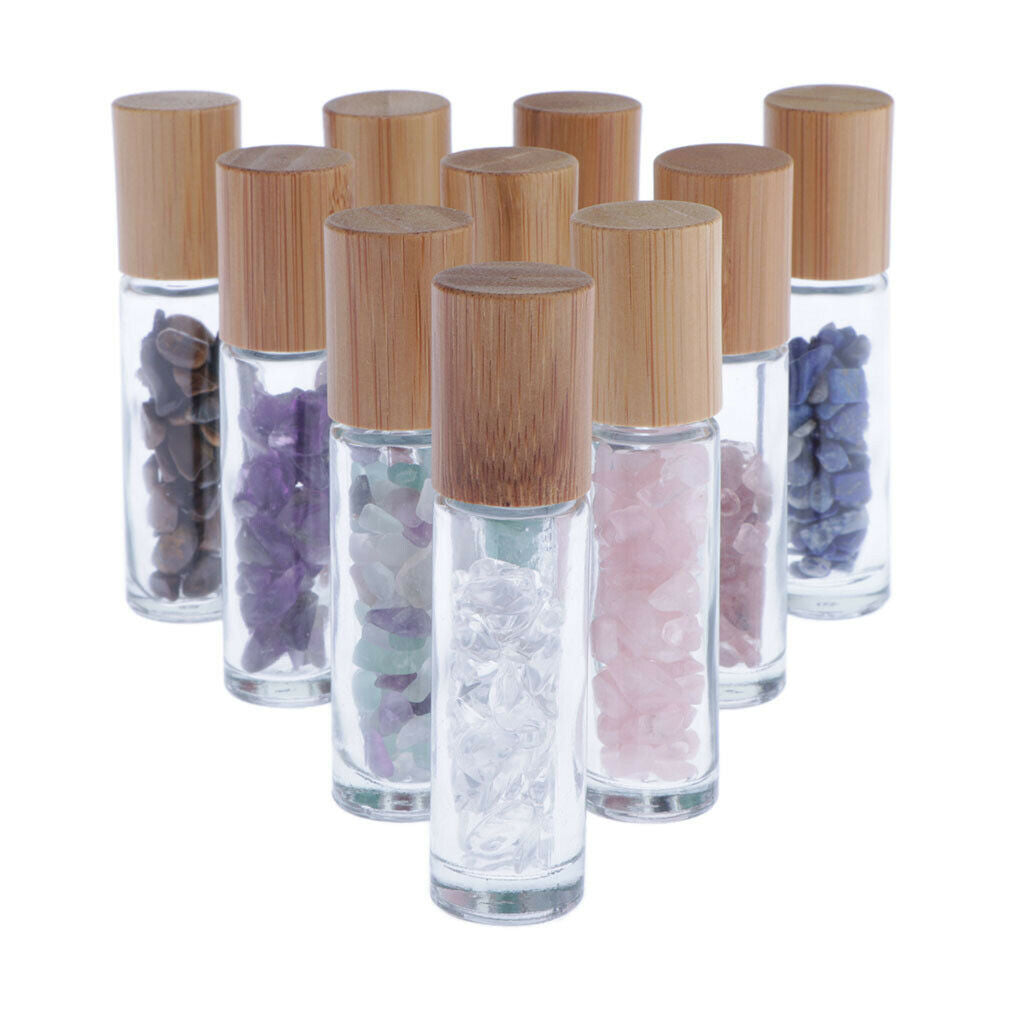 10pcs Empty Glass Essential Oil Roller Bottles Refillable with Roller Balls for