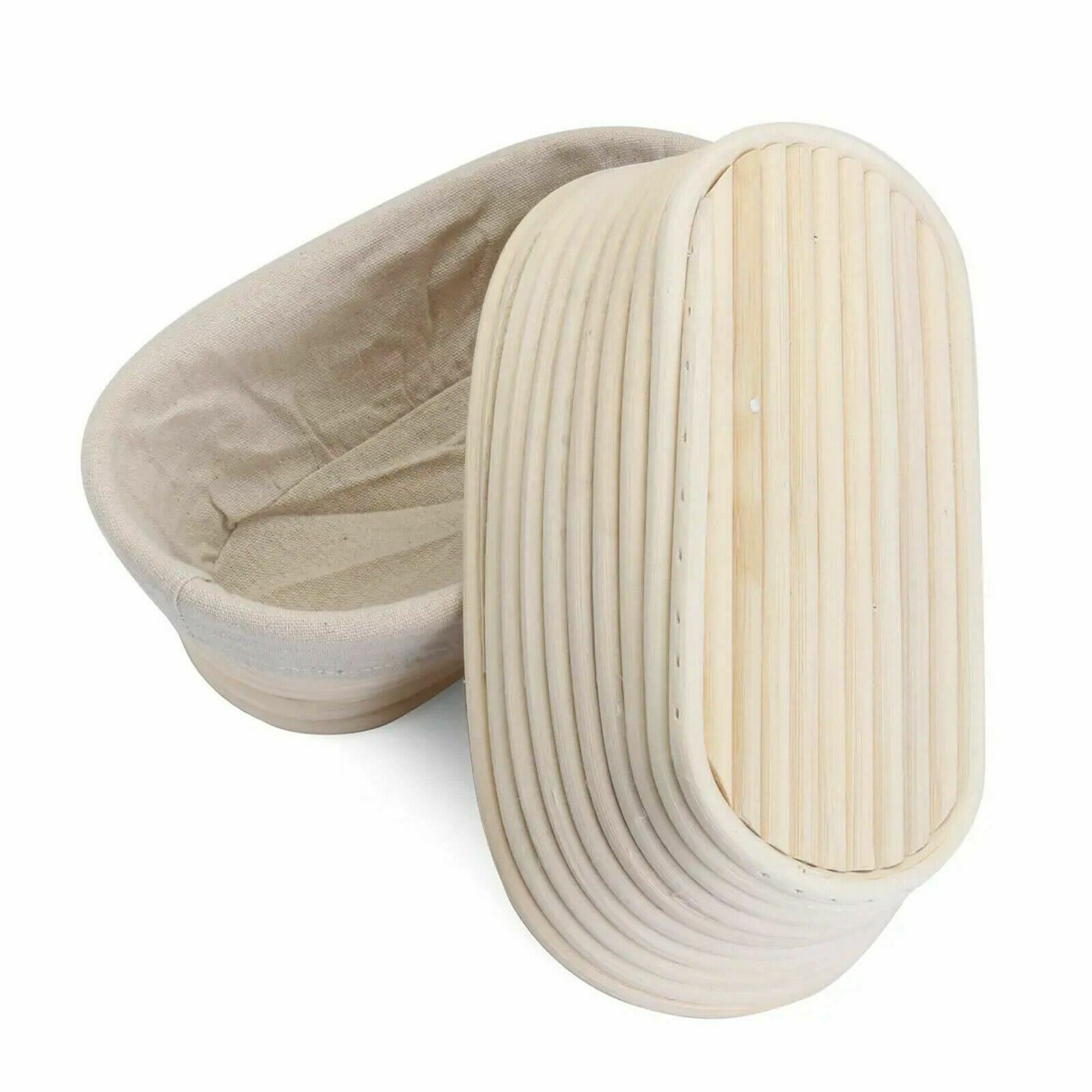 2pcs Oval Bread Sourdough Banneton Brotform Proving Proofing Rattan Basket Set