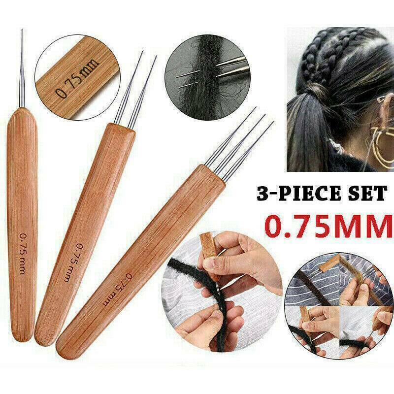 3PCS 0.75mm Crochet Needle Hook Tool Making Dreadlock Braiding Hair Decors Home