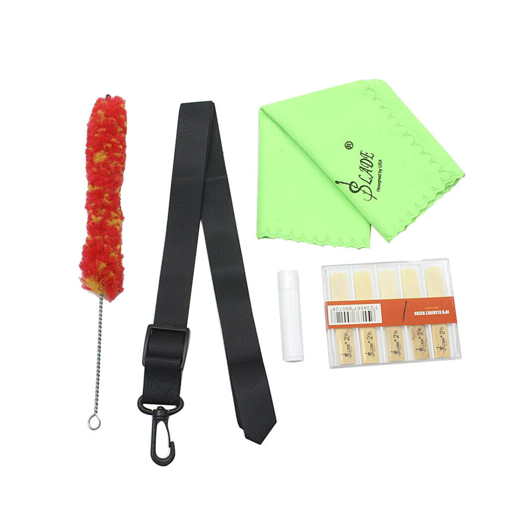 5 In 1 Clarinet Accessory Kit Brush Cork Grease Cleaning Cloth Reed Strap
