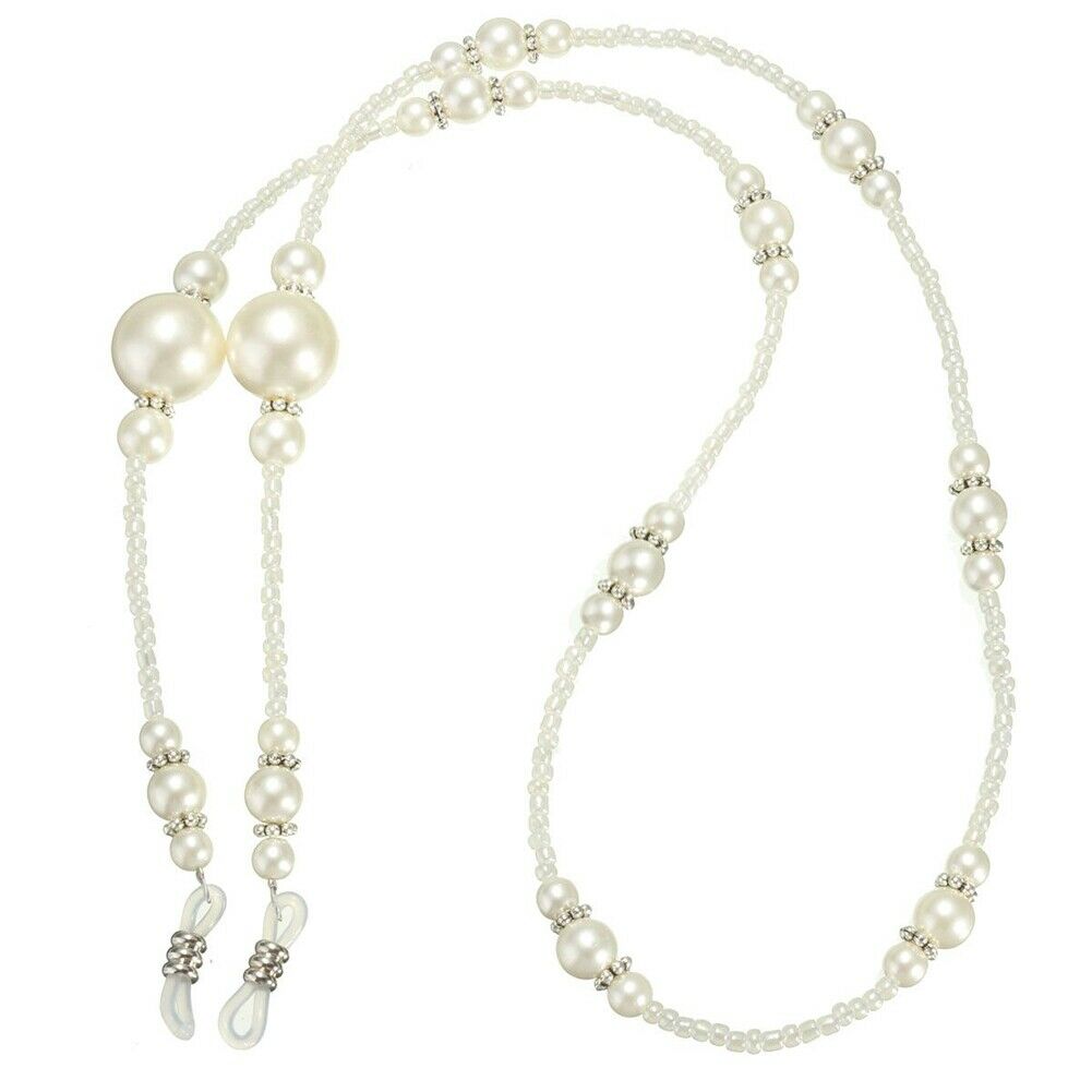 White Pearls Glasses Eyeglass Holder Leash Chain Strap Lanyard Cord Sunglass