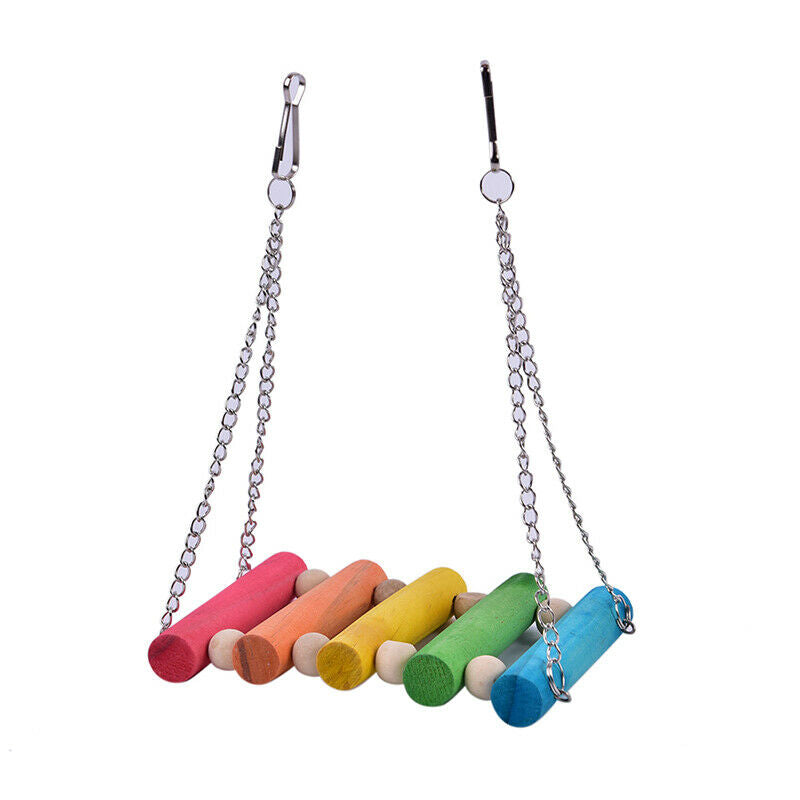 Bird Hanging Swing Toys Wood Parrot Parakeet Perches Finches Pets Access*.l8