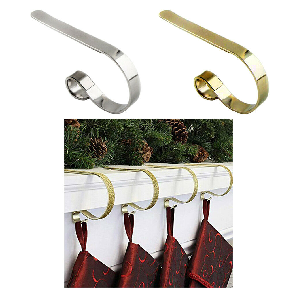 2pcs Christmas Stocking Iron Hook Non-Skid Metal Hanger Grip Party Supplies