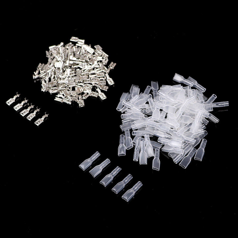 100x 2.8mm Crimp Terminals Female Spade Connectors 22 Kt