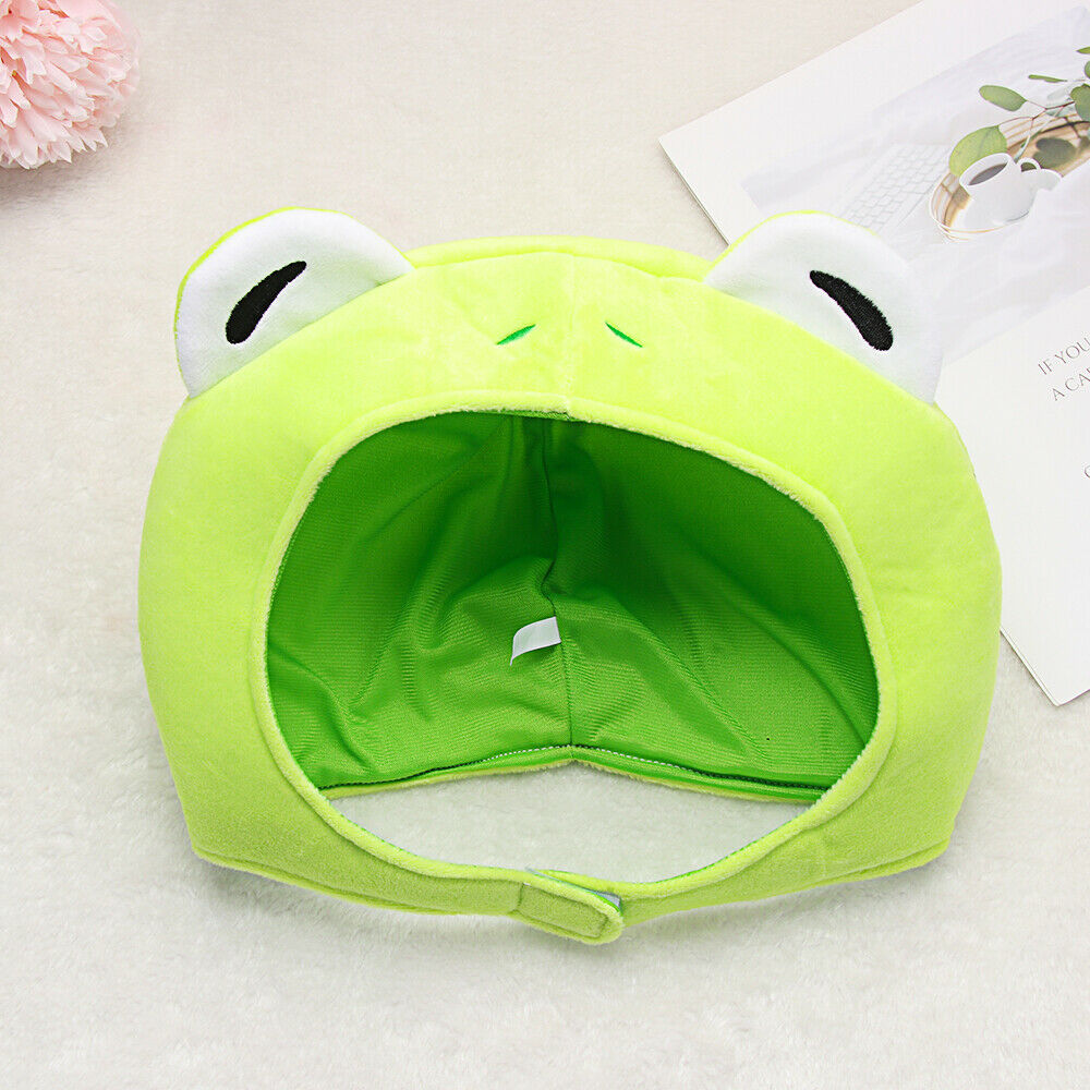 Green Headgear Female Beanie Caps Plush Hat Bunny Ears Big Frog Eyes Hat Rabbit