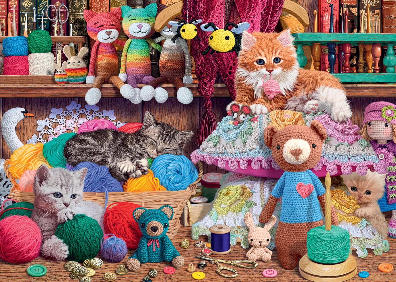 16528 Ravensburger Knitty Kitty Cute Jigsaw Puzzle 1000 Pieces Age 12 Years+