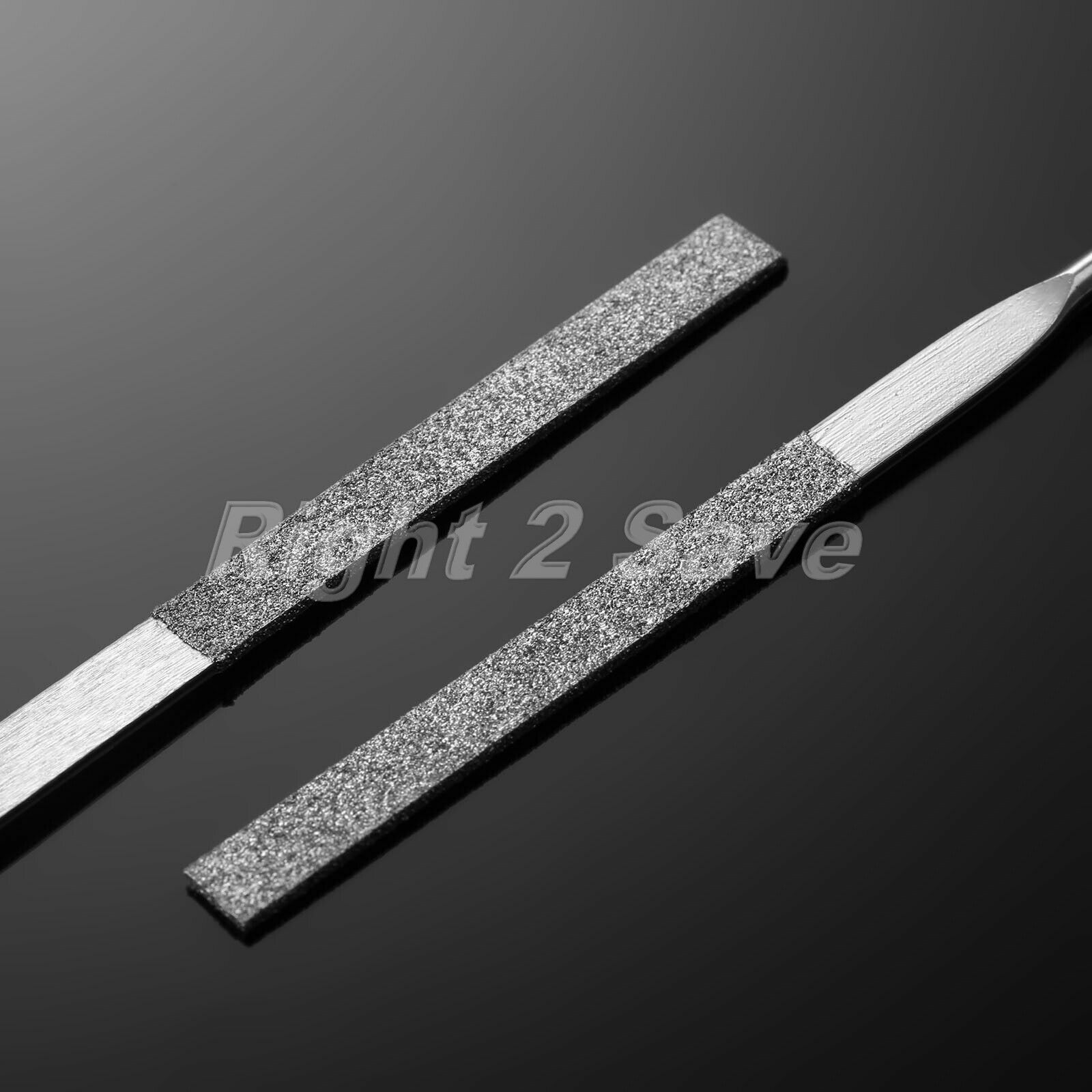 1Pc Red Plastic Handle Metal Stone Grinding Flat Diamond Needle File 3mmx140mm