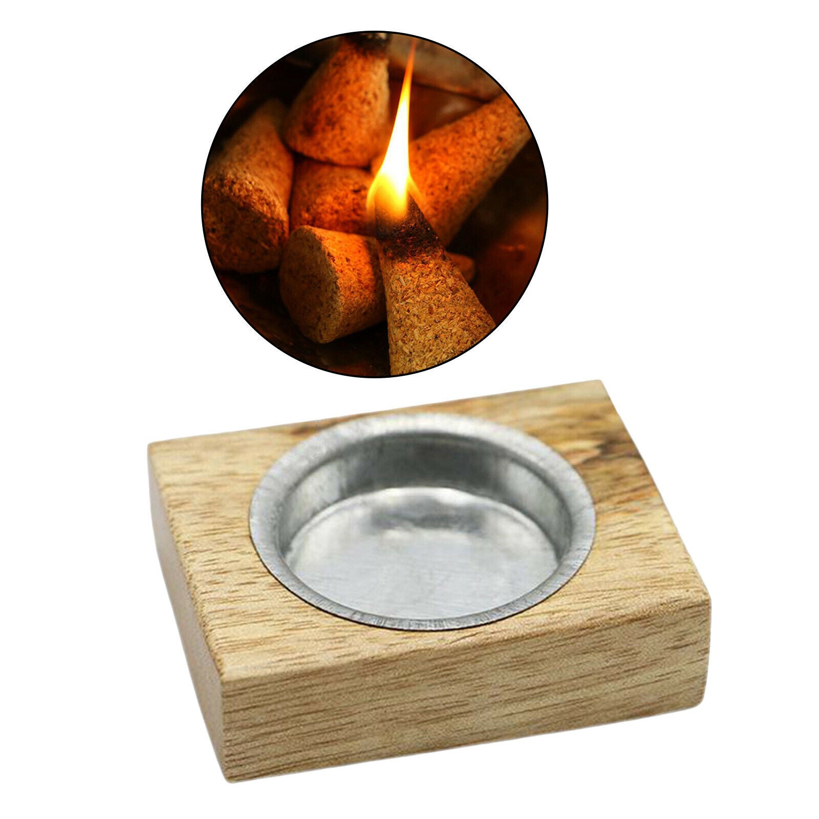 Wooden Ash Catcher for Cone Incense Burner Stick Candle Wax Holder Home Use