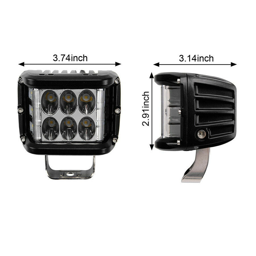 9000LM 12LED Work Light Bar Side Shooter Combo Beam White+Red Driving Offroad