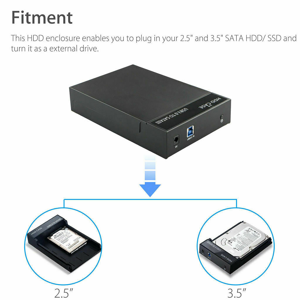USB3.0 2.5''/3.5'' SATA Hard Drive Enclosure HDD SSD Disk Case with LED