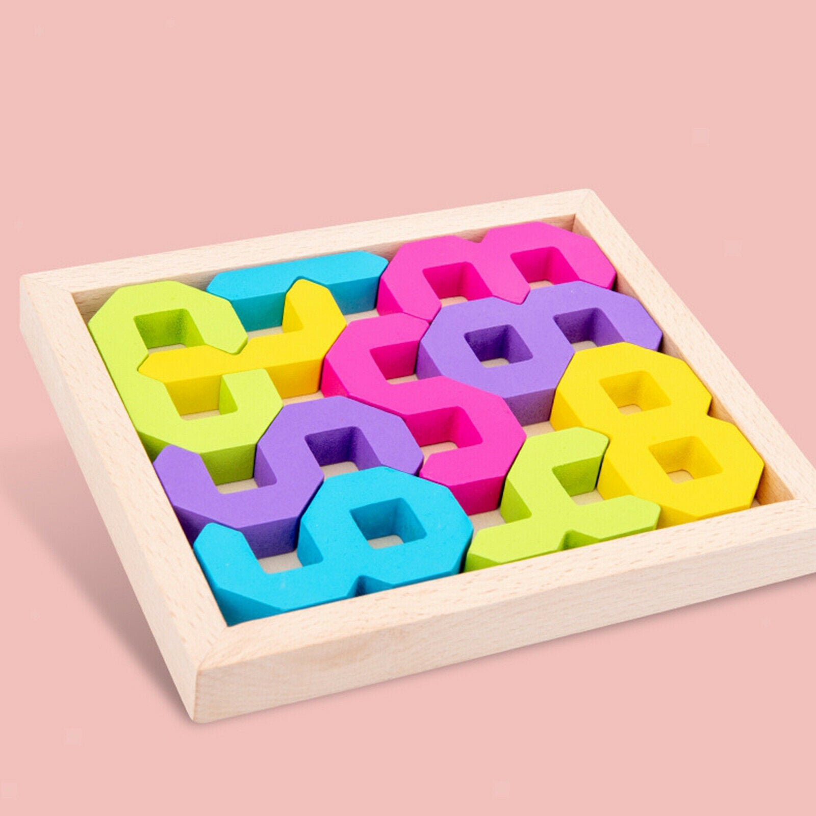 Wooden Puzzle Toys Number Block Digital Learning for 1-3 Years Old Kids