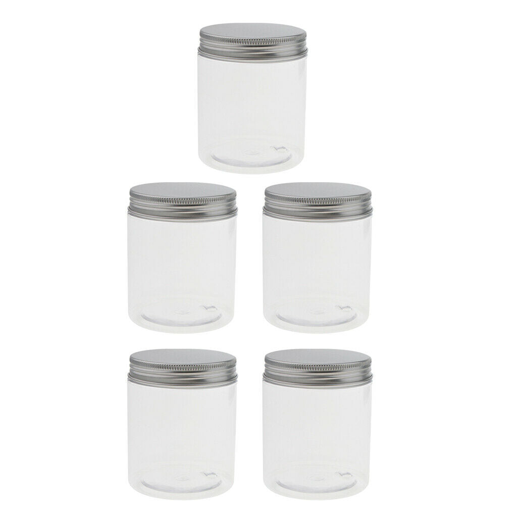 MagiDeal 5pcs 250ML Clear Plastic Pot Glass Container Bottle For