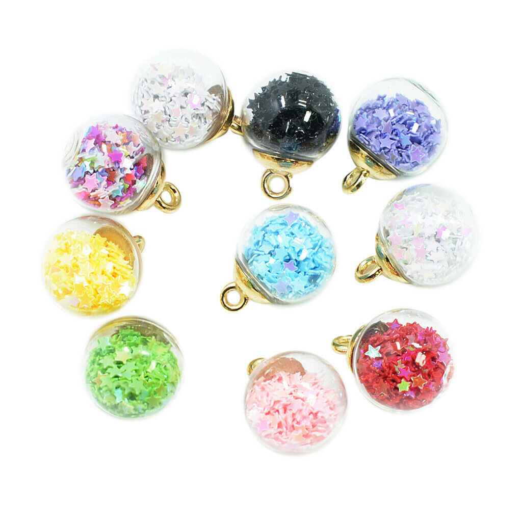 10x 16mm Assorted Color Glass Ball Charms DIY Earring Jewelry Findings