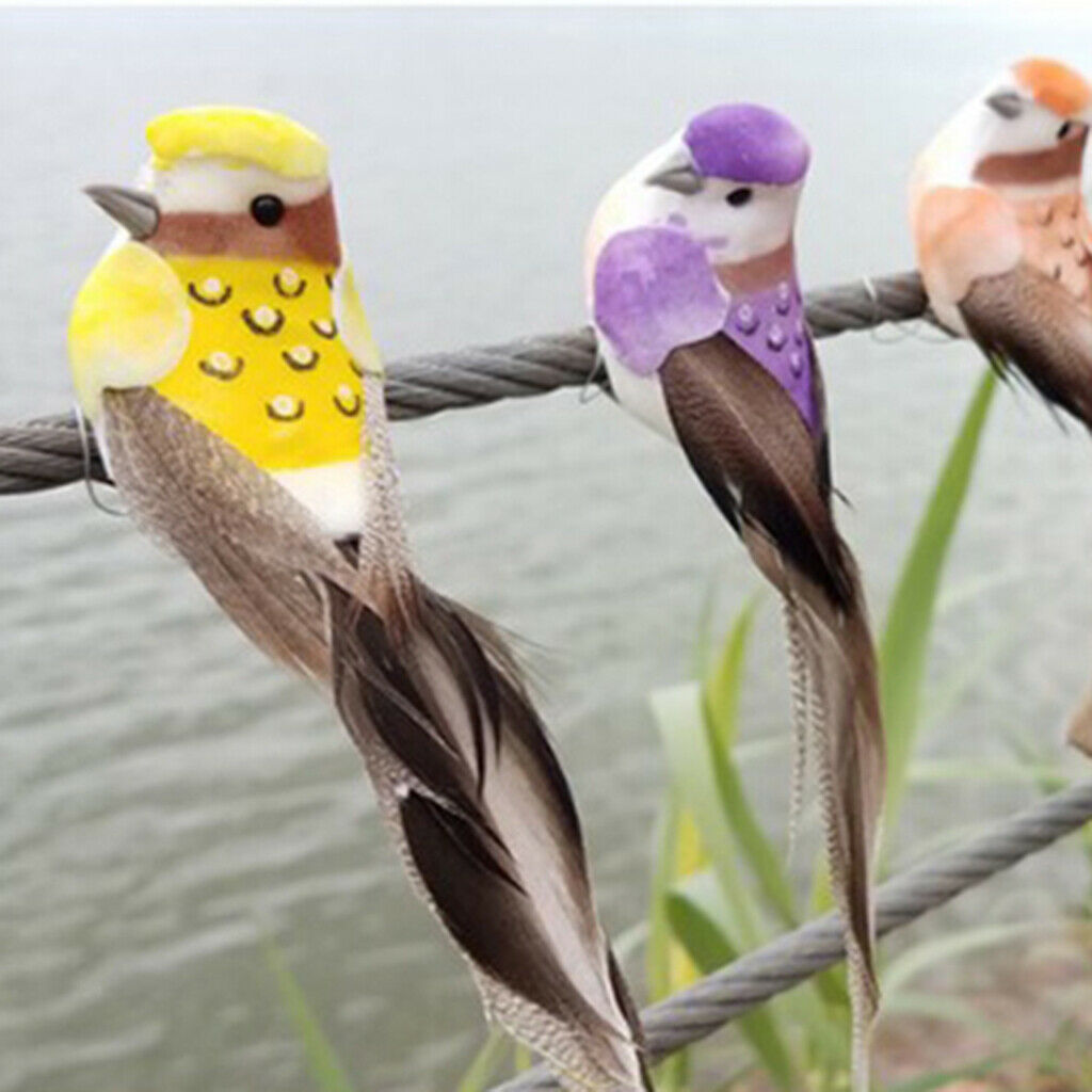 2pcs Colours Artificial Feathered Foam Birds Garden Home Decoration Green
