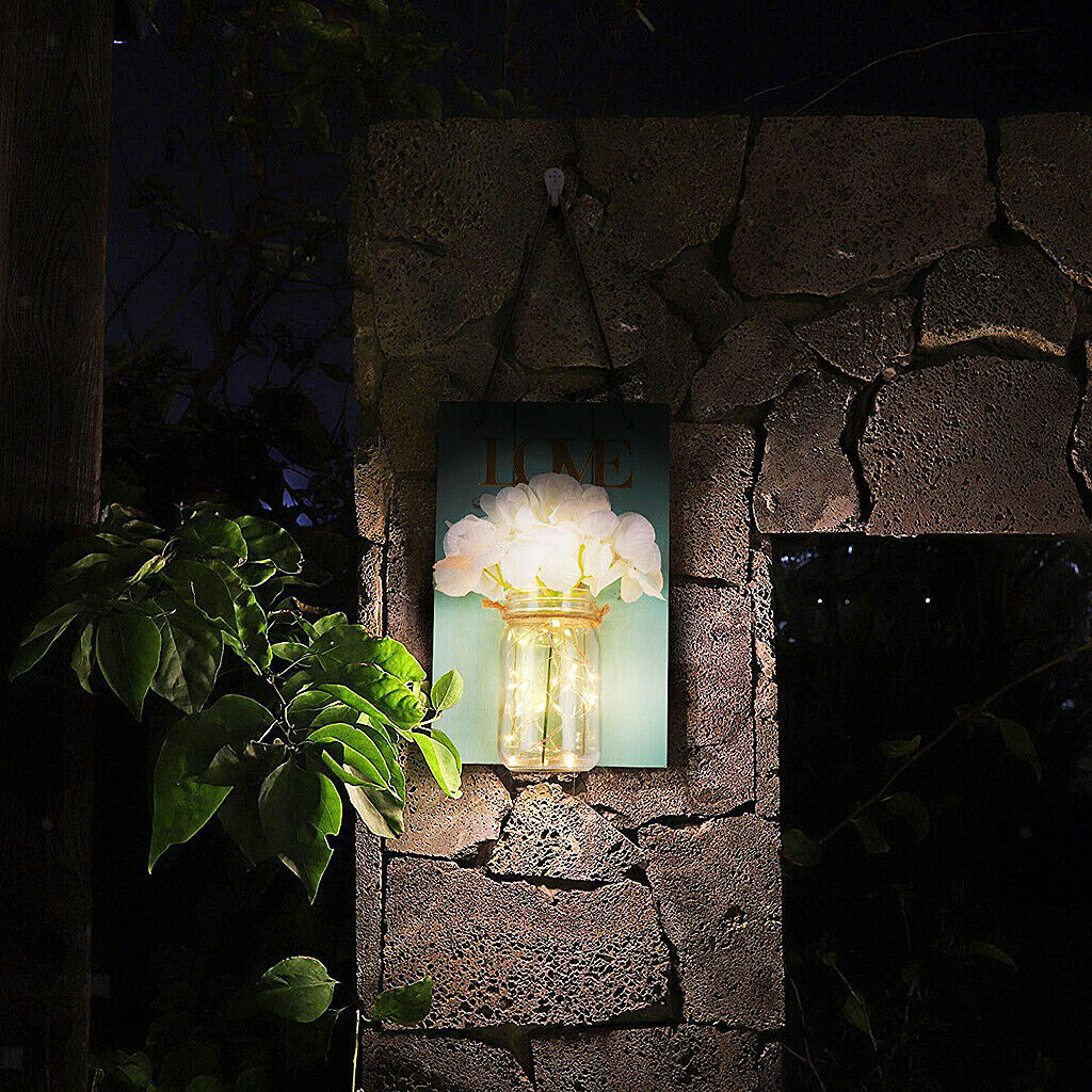 2x Rustic LED Wall Sconce Mason Jar Light Porch Pergola Lamp Fairy Light A
