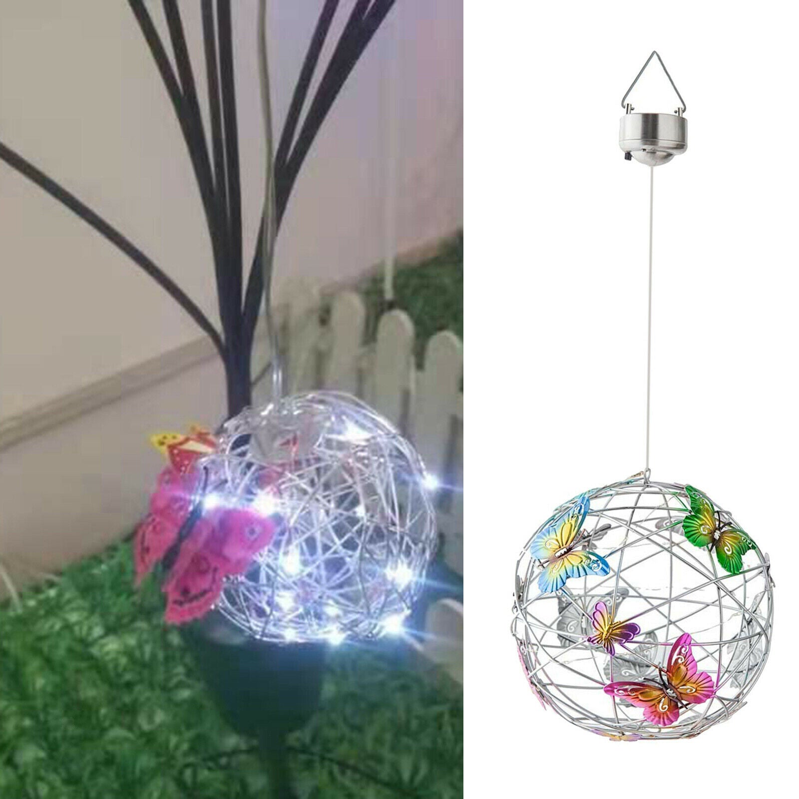 LED Hanging Solar Lights with Hook Lantern Patio Party Hang Lamp Hang Decor