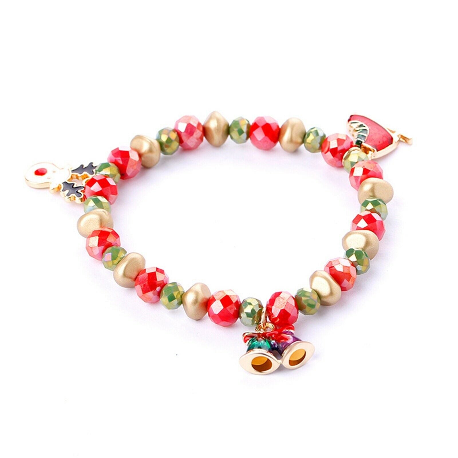 Christmas Beads Bracelet with Pendant Pearly Mixed Colors  Wind chime