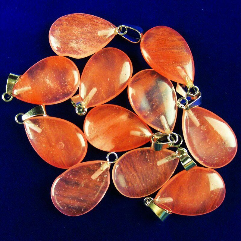 10pcs 27x16x5mm Red Volcano Cherry Quartz Teardrop 29g Pendant Bead A-141SK