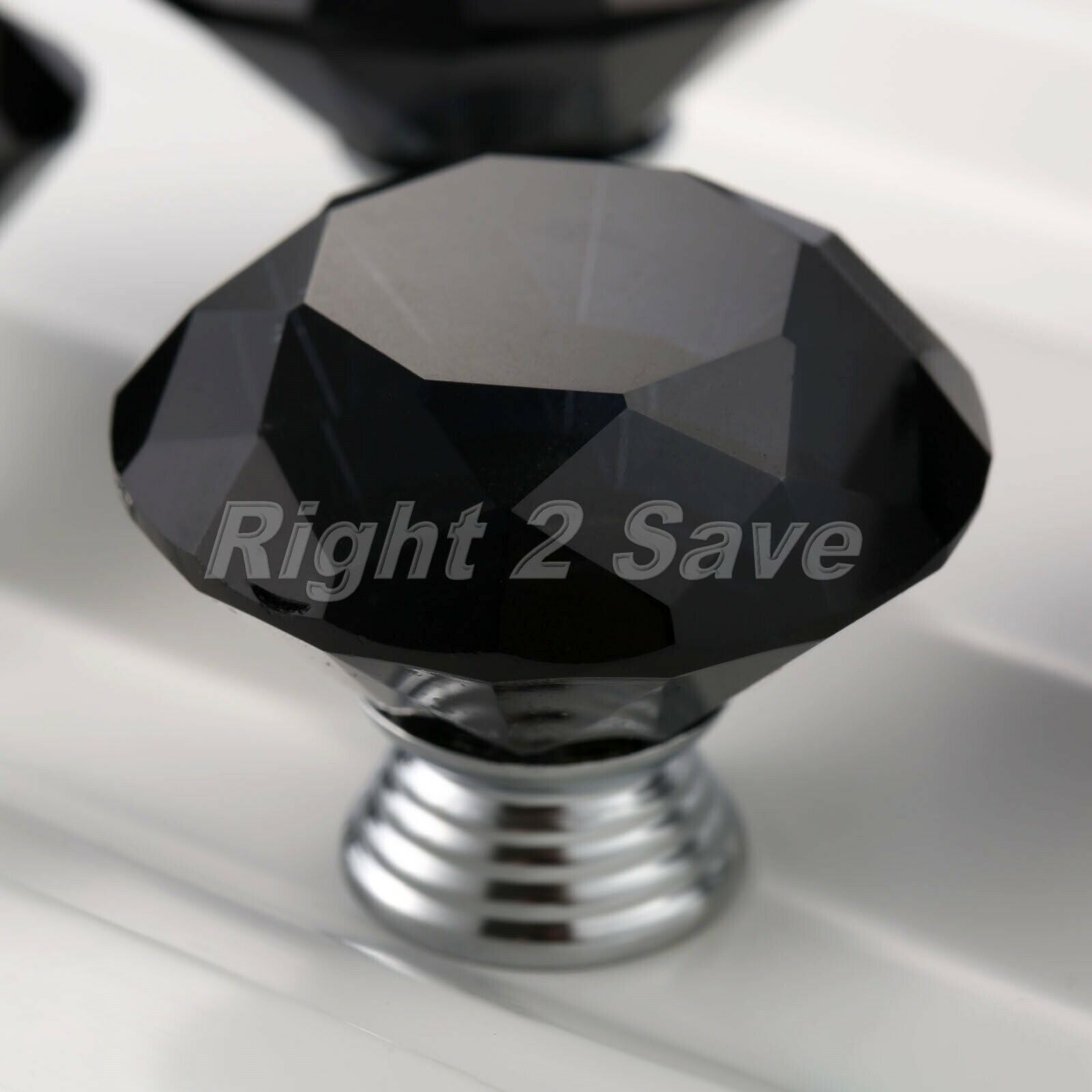Black Crystal Glass Knobs Handle Dresser Closet Cabinet Drawer Door Pull 40mm