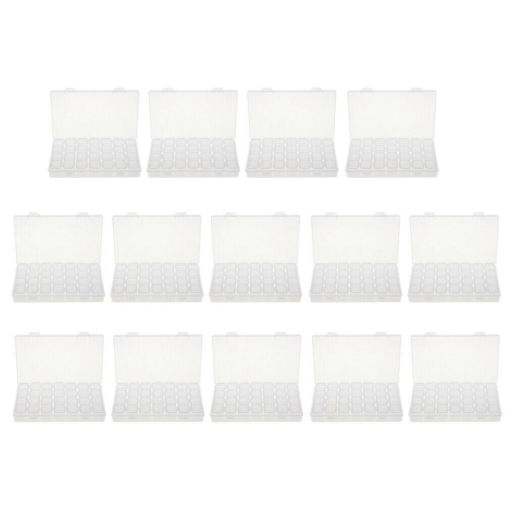 14x 28Slots Jewelry  Nail Tip Pill Mini Things Contianer Small Items Plastic