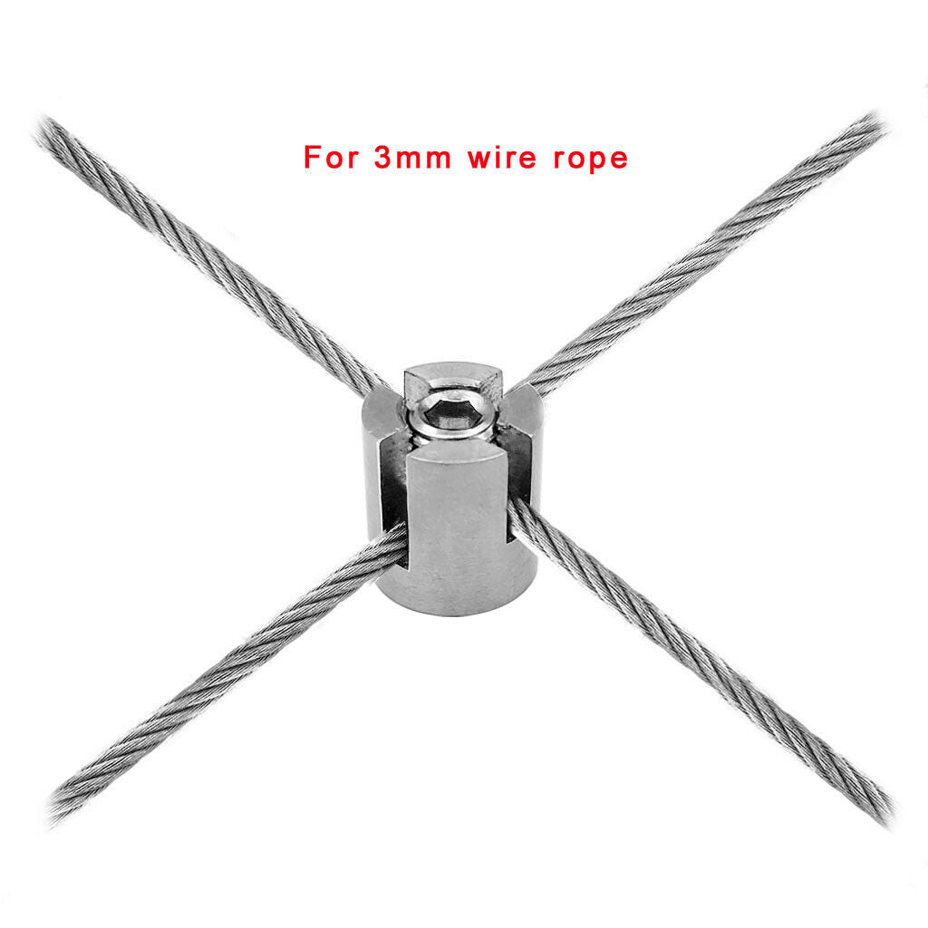 2 pieces marine 316 stainless steel 3mm wire rope trellis cross clips 90 degrees