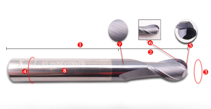 1pc HRC55 Ball Nose R6x12 Solid Coat Carbide Radius End Mill CNC Milling [M1]