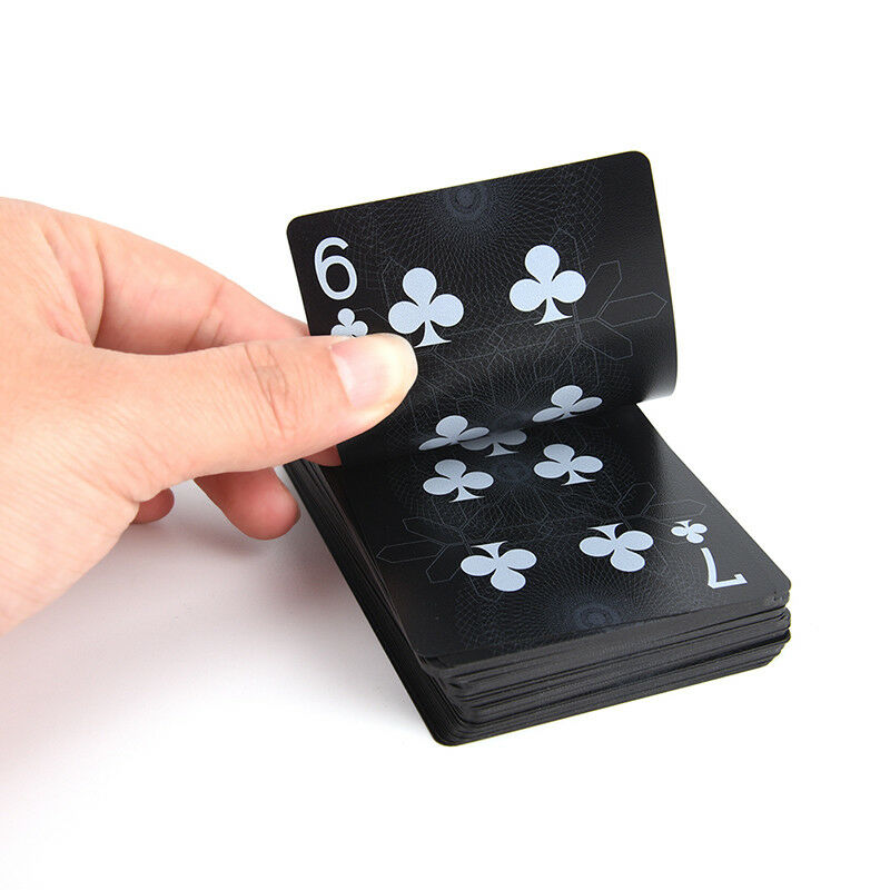 54pcs Waterproof Black Plastic Playing Cards Poker Cards Magic Playing Cards Rf