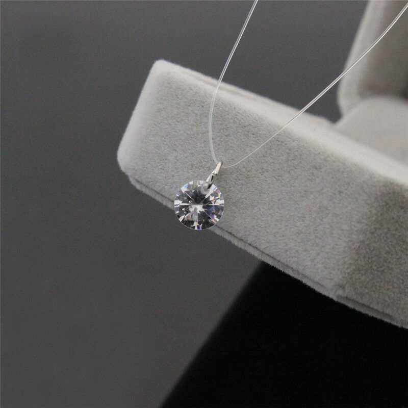Women Transparent Fishing Line Clavicle Necklace Zircon Pendant Necklace HFU Rf