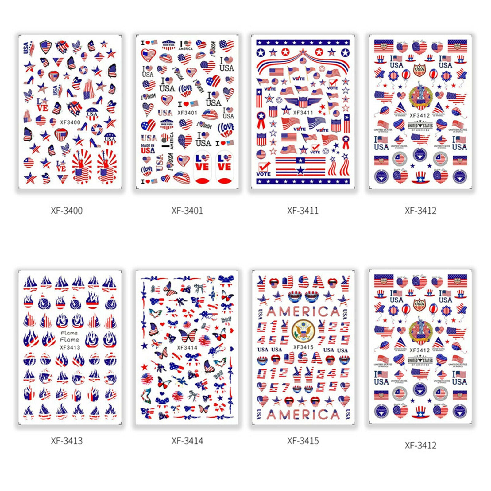 Women American Flag Nail Art Decoration Stickers Decals Manicure Accessories