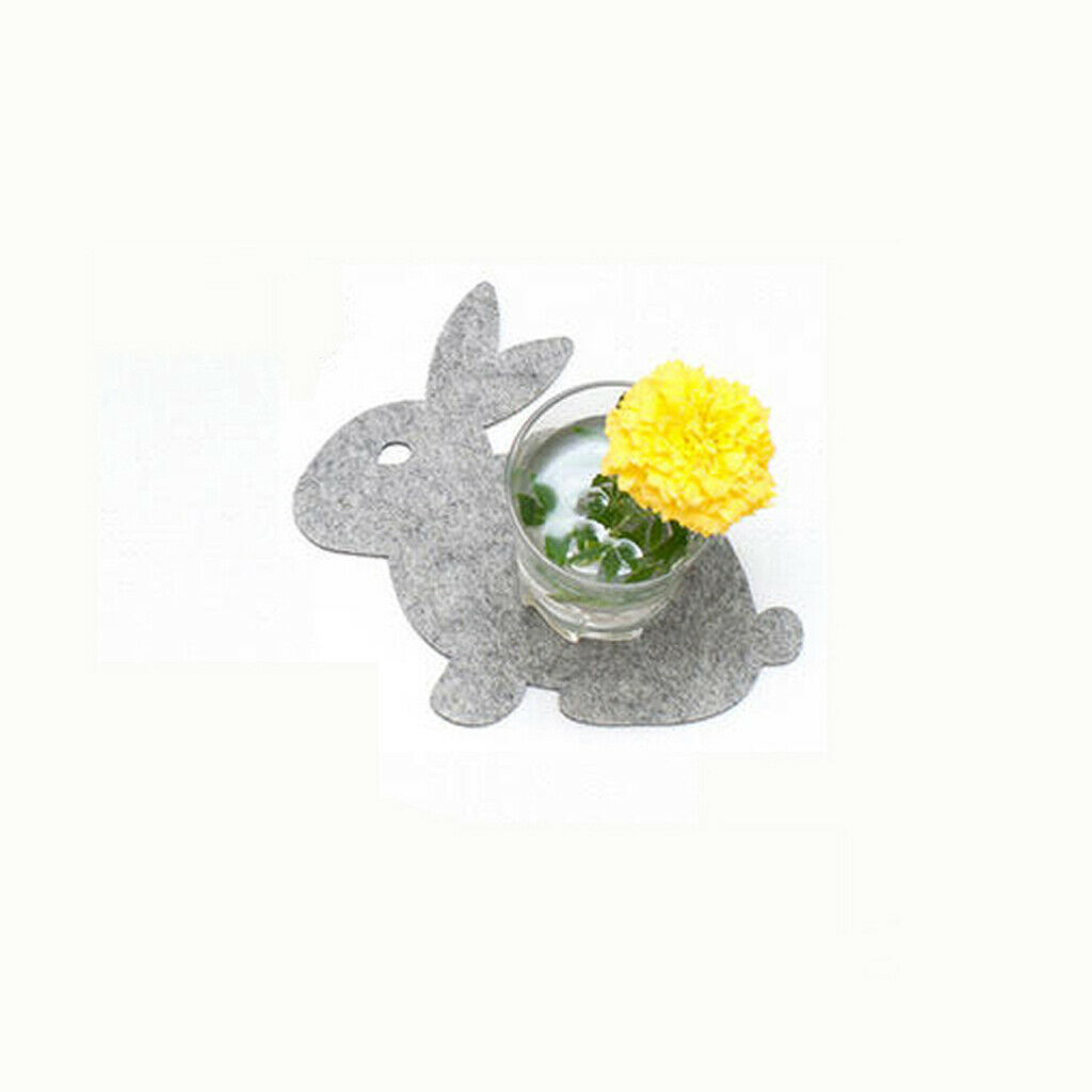 4x Gray Rabbit Non-woven Cloth Drink Coasters Mug Holder