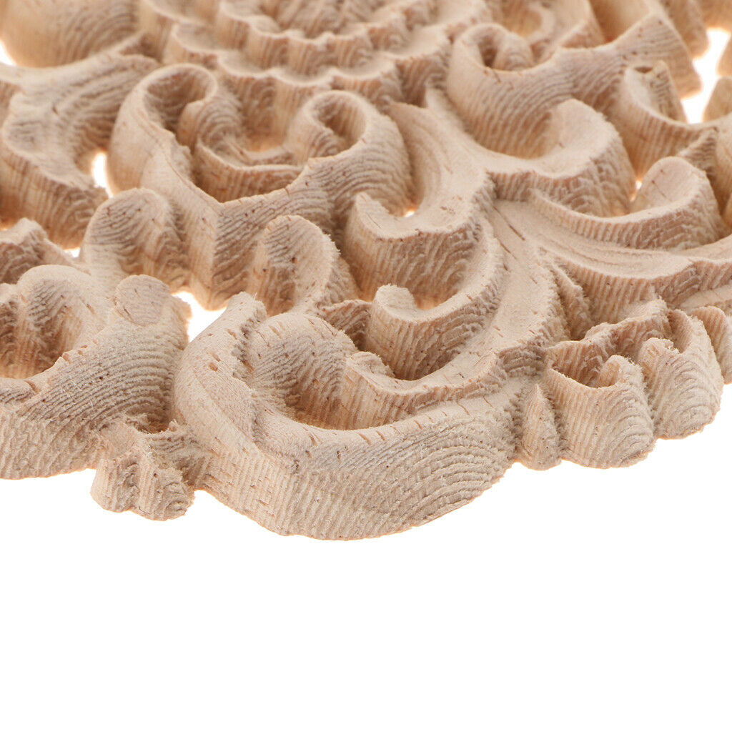 12pcs/pack Round Wood Carved Applique Cabinet Furniture Home Decoration