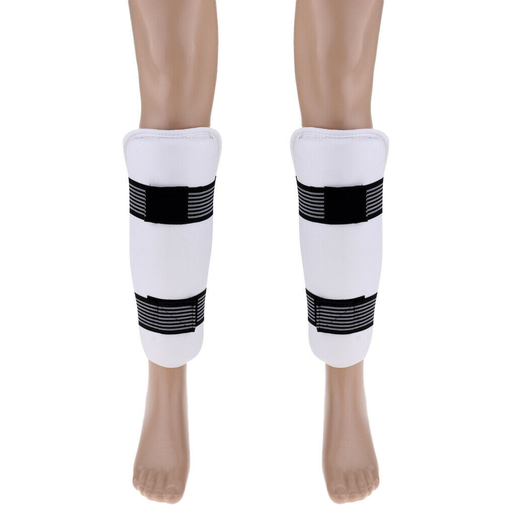 2 Pair of Taekwondo Shin and Forearm Pads Extra Protector Guards, White, M Size,
