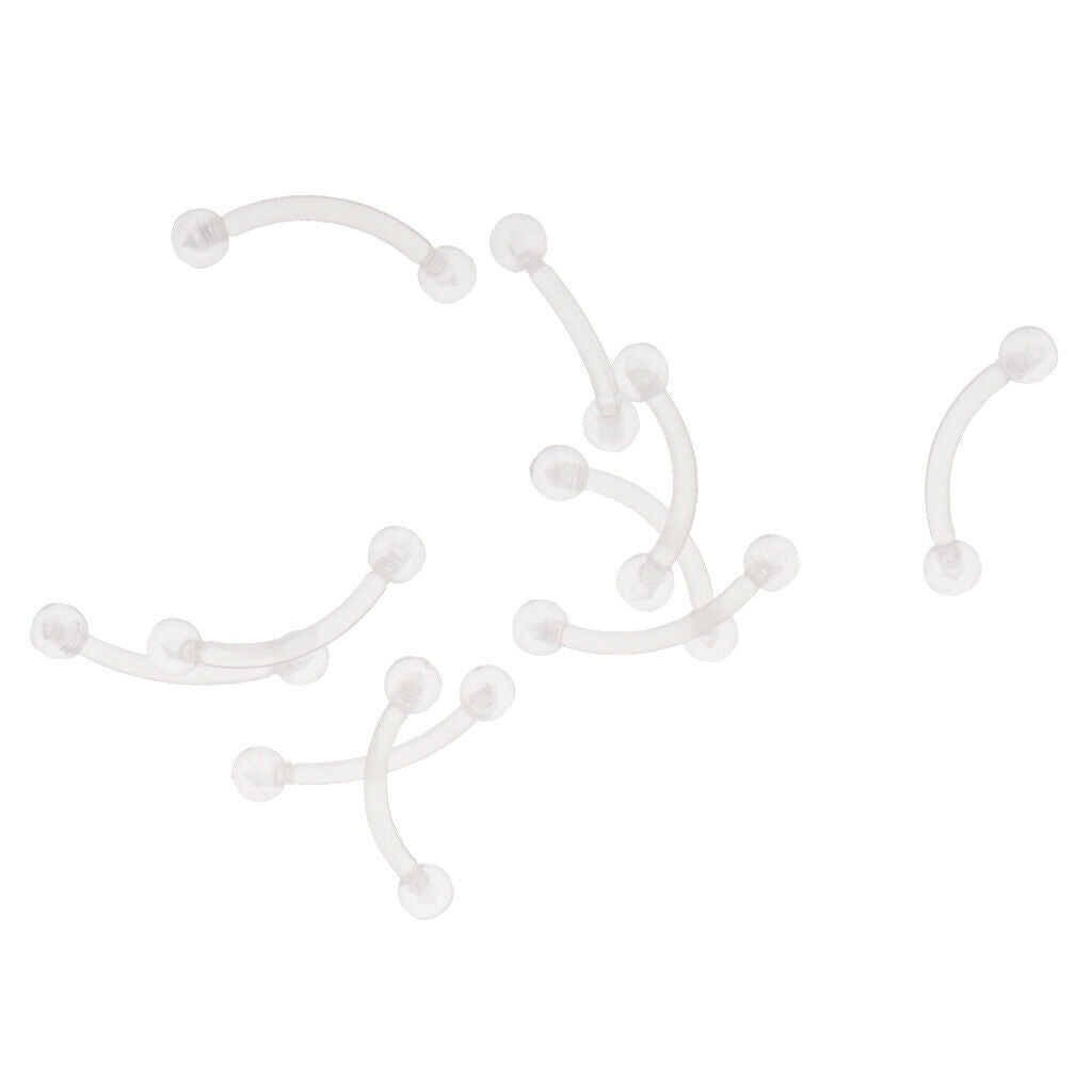 10 Pieces Acrylic Transparent Hoop Ring Bar Eyebrow Navel  18G