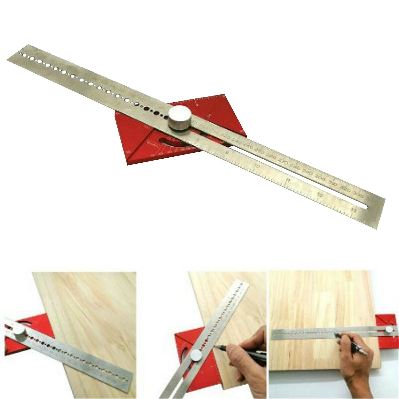 Multifunctional Adjustable Gauge Measurement Tool Woodworking Ruler Angle Ruler