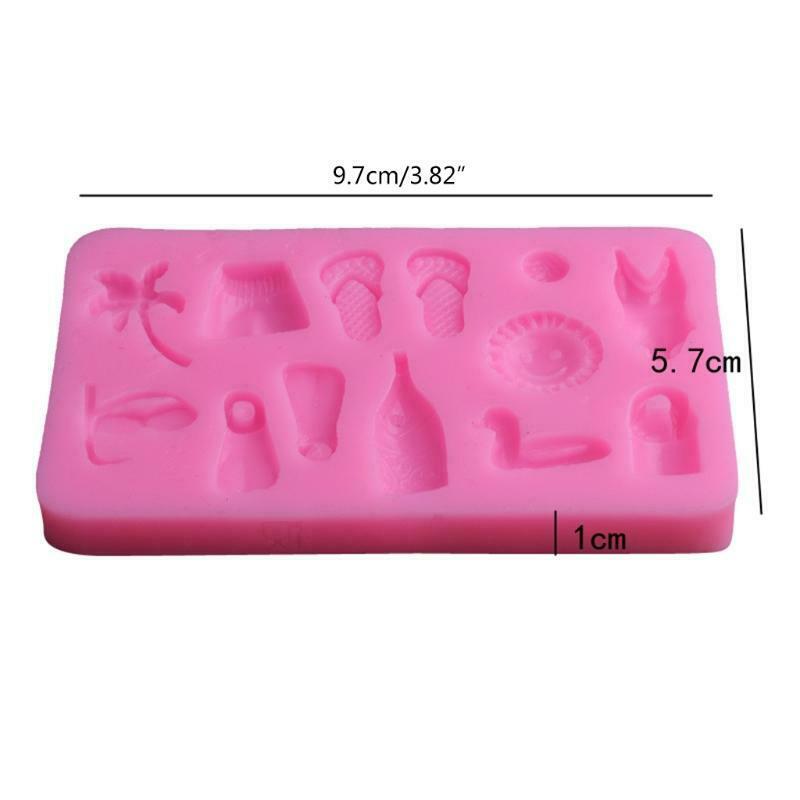 Beach Series Square Fondant Silicone Material Mold Slippers Swimsuit Cake Decors