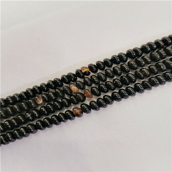 1 Strand 6x4mm Black Agate Rondelle Abacus Spacer Beads DIY Jewelry 15.5" HH9378