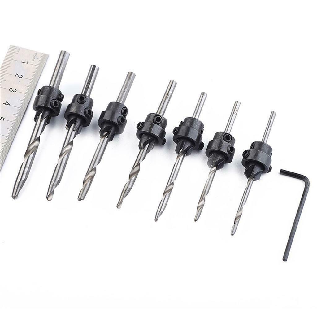 7 Pieces Countersink Drill Bit Set Large Set Screw Quick Change