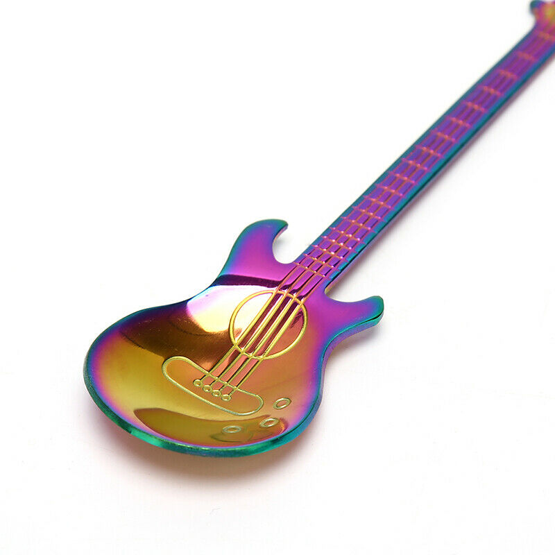 4PCS Guitar Shaped Stainless Steel Coffee Spoon Demitasse Spoons For Cake Spo SJ
