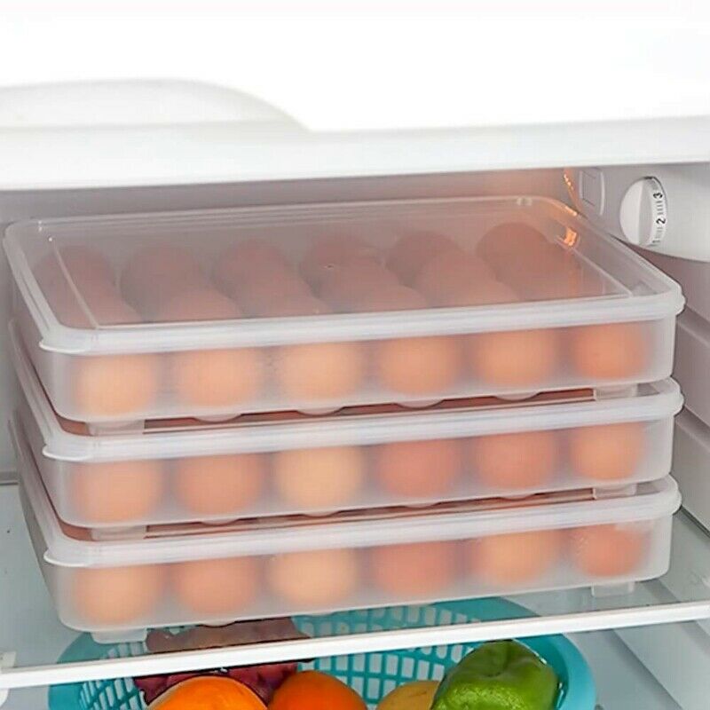 Egg Holder for Refrigerator, Deviled Egg Tray Cer with Lid Fridge Egg Storage E8